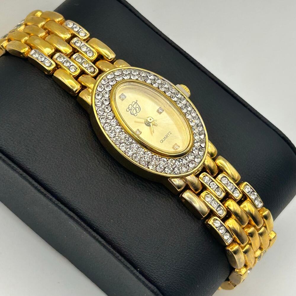 Elizabeth Taylor Gold Tone White Diamond Accents Women’s Watch New Battery - Picture 3 of 8
